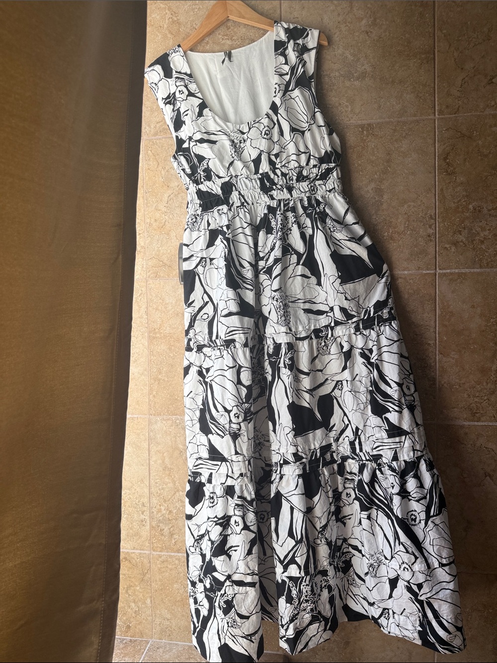 Somerset Sleeveless Maxi Dress Anthropologie Scoop Neck Smocked Waist Pockets L